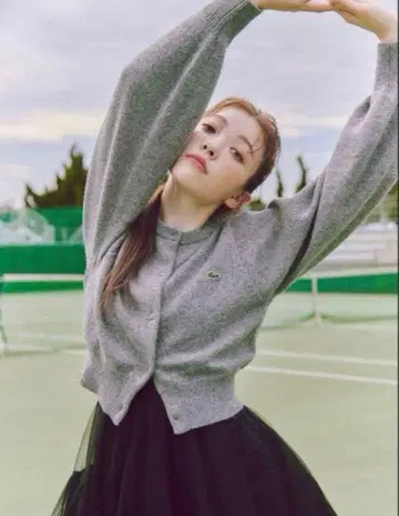 LACOSTE snidel 라메 니트 가디건