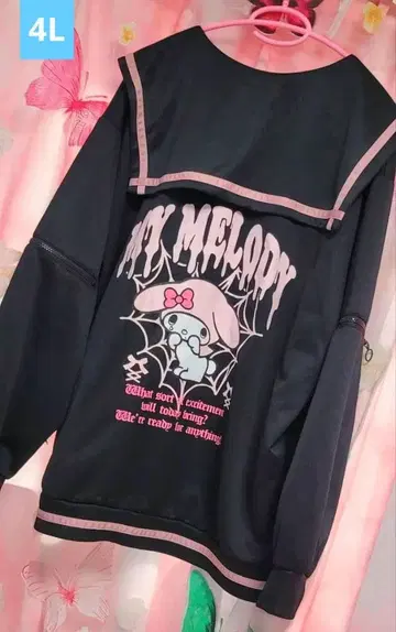 새상품 마이멜로디 후드 부착 후드티 4L 블랙