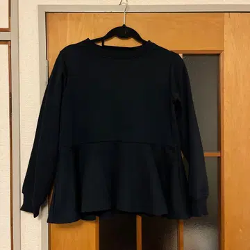 블랙 페플럼 스타일 긴팔 튜닉 속기모