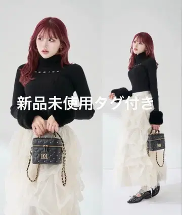 다리치 스무스 퍼 리브 니트탑 블랙