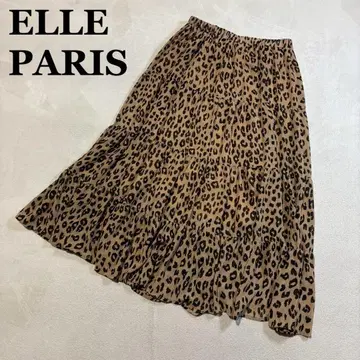 [ 가격 인하 ] ELLE PARIS 레오파드 무늬 플레어 스커트