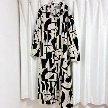 OPAQUE.CLIP 추상 패턴 긴팔 원피스 셔츠 블라우스