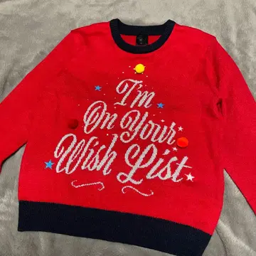 H&M 크리스마스 스웨터 폼폼 포함 산타 빨간색 M