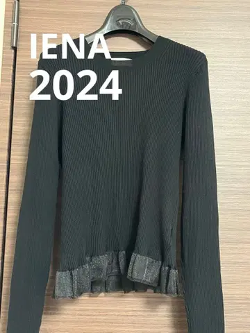 IENA 2024 소매 프릴 풀오버 니트 블랙