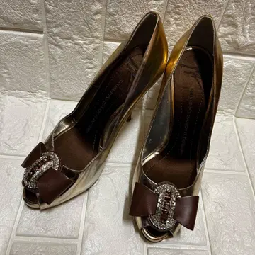 vero cuoio 골드 오픈토 펌프스 힐 비쥬 24.0