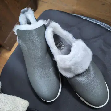 가죽 퍼 숏부츠 그레이