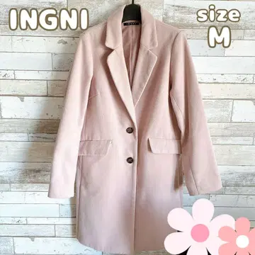 [ INGNI ] 잉그 세미 롱 코트 체스터 코트 무릎 기장 핑크 M