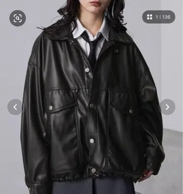 3WAY 오버 사이즈 가죽 자켓