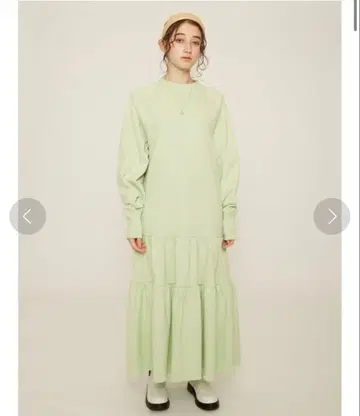 FURFUR 퍼퍼 티어드 맨투맨 원피스 라이트 그린