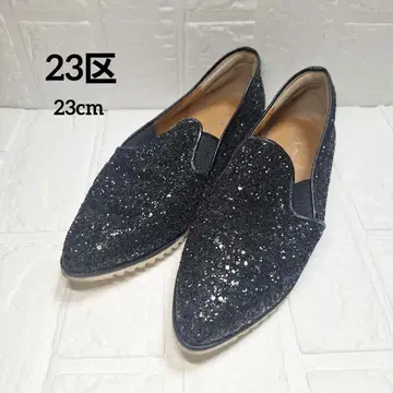 23구 글리터 블랙 슬립온 플랫슈즈 23cm