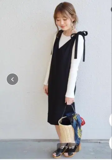 V넥 원피스 어깨 리본 없음