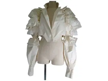 Bell Vintage 프릴/레이스 장식 상의 화이트 프리 사이즈