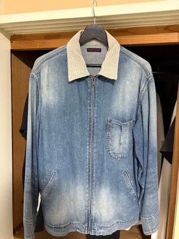 라이트 블루 데님 자켓 코듀로이 옷깃