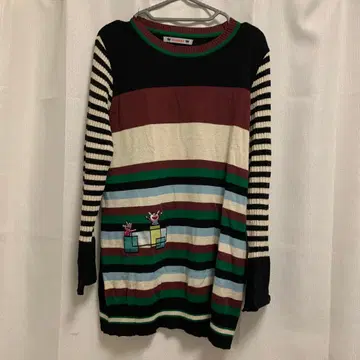 알베로베로 자수 니트 튜닉 보더