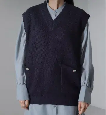 NANO universe: 트위드 조 니트 베스트 ( 네이비 )