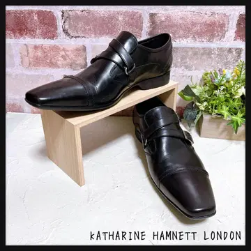 미사용급 [ 캐서린 햄넷 런던 ] 드레스 슈즈 가죽 신발 벨트 블랙 26