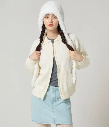 tina:jojun 플라워 집업 니트 자켓