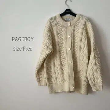 페이지 보이 PAGEBOY 아이보리 케이블 짜임 가디건 프리