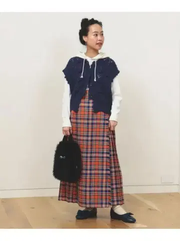 BEAMS BOY 플리츠 스커트