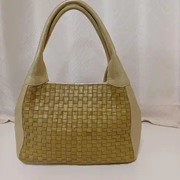 노포 하세가와 뜨개질 핸드백 가죽 베이지 핸드백