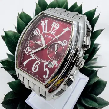 SONNE 네 크로노그래프 손목시계 레드 배터리 교환 완료 작동품