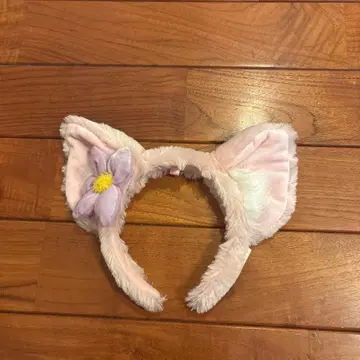 고양이 귀 머리띠 꽃 포함 베이지