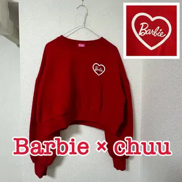 Barbie chuu 콜라보 숏 기장 하트 로고 맨투맨 빨간색