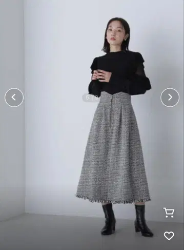 프론트 지퍼 트위드 스커트 내추럴 뷰티 베이직