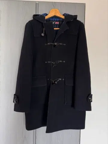 네이비 더플 코트 후드 부착