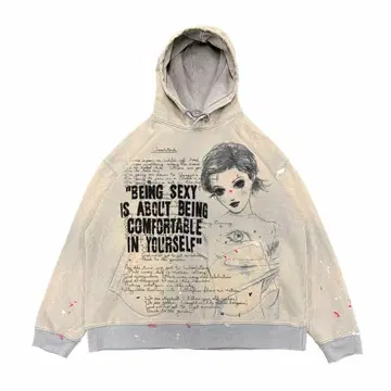 [ 레어 ] 후드 부착 후드티 베이지 opium archive y2k