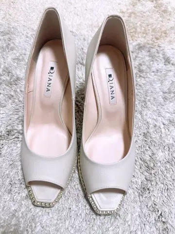 다이애나 스터드 오픈토 펌프스 24.0cm 가죽 하이힐