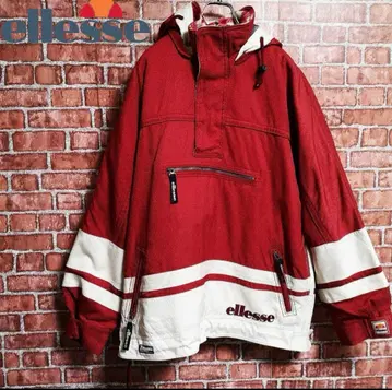 ellesse 레드 화이트 나일론 자켓