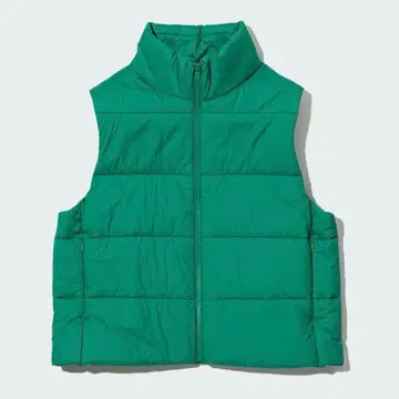 퍼프 테크 베스트 웜 패디드 그린 색상 다운 베스트