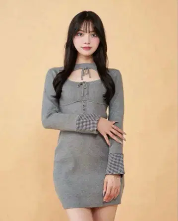 Darich 프론트 오픈 니트 미니 원피스