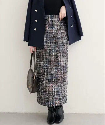MIX 트위드 하이웨스트 타이트 스커트 natural couture