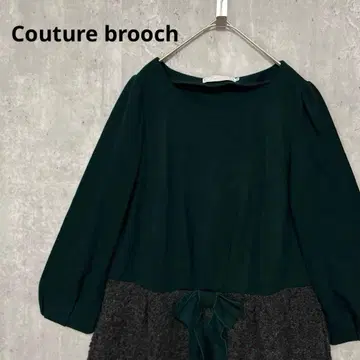 Couture brooch 울 혼방 도킹 트위드 리본 포함 원피스