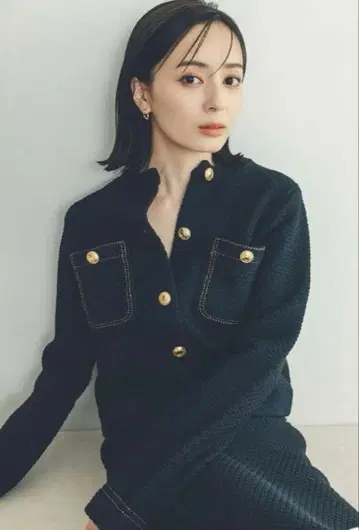 새상품급, anuans 노카라 니트 자켓 네이비 M 사이즈