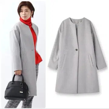 언타이틀 프리미엄 캐시미어 노카라 코트 그레이 사이즈 1 일본제