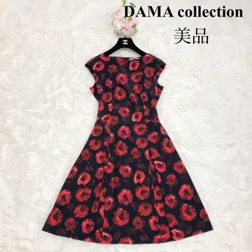 새상품급 다마 컬렉션 장미 원피스 플레어 9AR 다크 네이비 빨간색