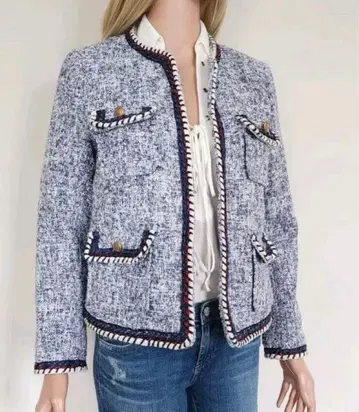 ZARA 트위드 노카라 자켓