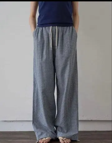 bargiee 릴랙스 체크 팬츠 블루