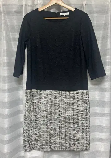 자유구 7부 소매 트위드 원피스 38