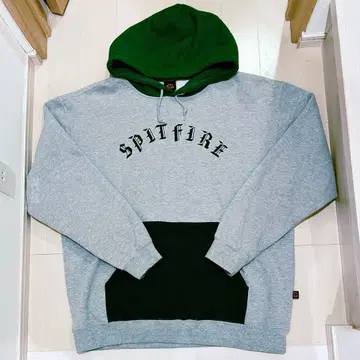 SPITFIRE 그레이 / 그린 후드티 XL 사이즈 멀티 컬러
