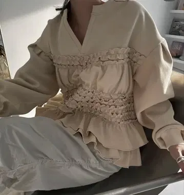 WILLFULLY/gather frill keyneck sweat