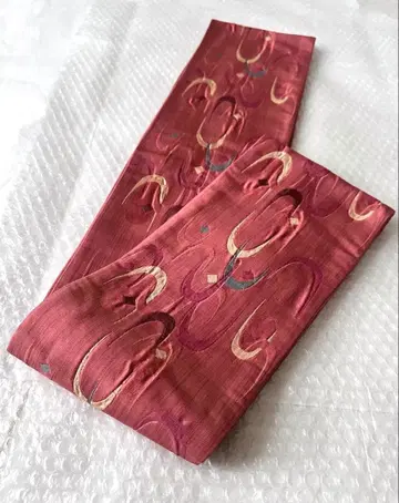 h06 새상품급 순수 실크 반폭 오비 복숭아 브라운