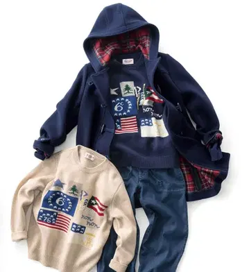 마드모아젤 논논 다색 인터샤 니트 네이비