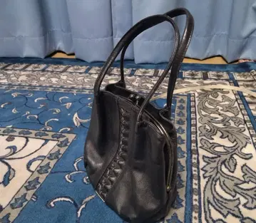 블랙 가죽 뜨개질 백