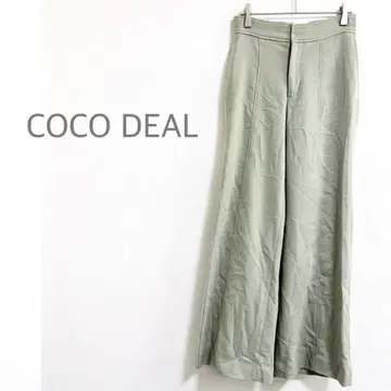 코코딜 와이드 팬츠 센터 프레스 입은 루즈핏 M 그린