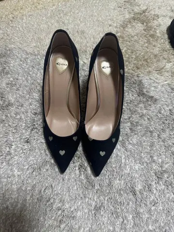 다이애나 하트 무늬 하이힐 스틸레토 펌프스 블랙 데님