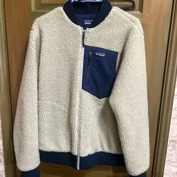 patagonia 플리스 자켓 M 크림색/네이비